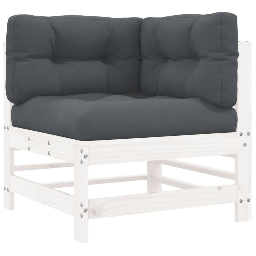 -Delige Loungeset Met Kussens Massief Hout Wit Wit grenenhout