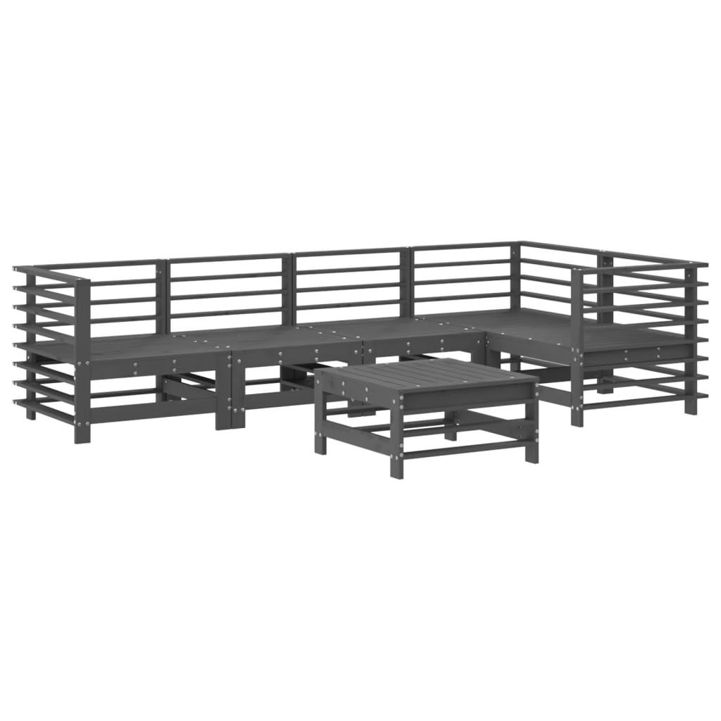 -Delige Loungeset Met Kussens Massief Hout Grijs Grijs grenenhout