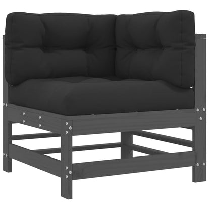 -Delige Loungeset Met Kussens Massief Hout Grijs Grijs grenenhout