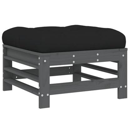 -Delige Loungeset Met Kussens Massief Hout Grijs Grijs grenenhout