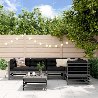 -Delige Loungeset Met Kussens Massief Hout Grijs Grijs grenenhout