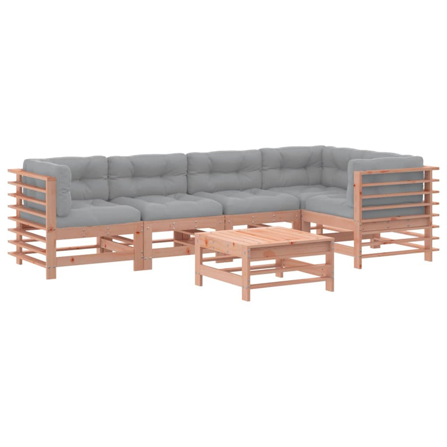 -Delige Loungeset Met Kussens Massief Douglashout Natuurlijk douglashout