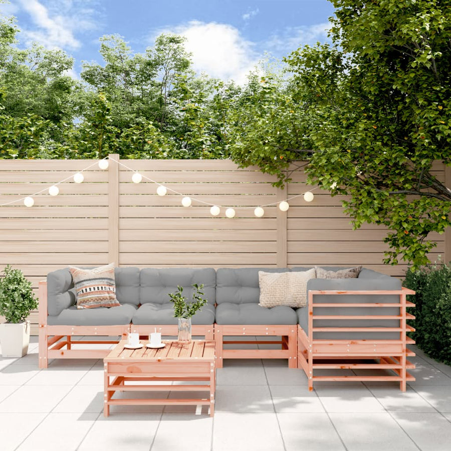 -Delige Loungeset Met Kussens Massief Douglashout Natuurlijk douglashout
