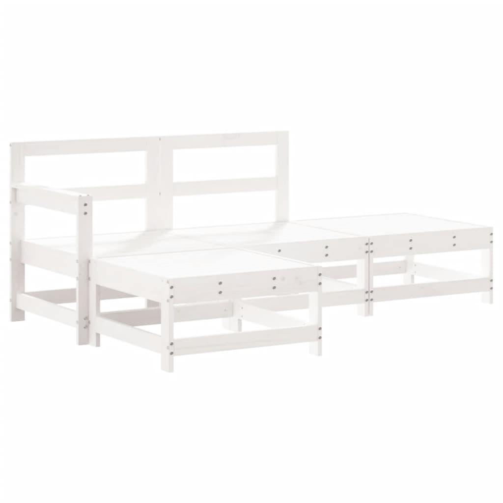 -Delige Loungeset Met Kussens Massief Hout Wit Wit grenenhout