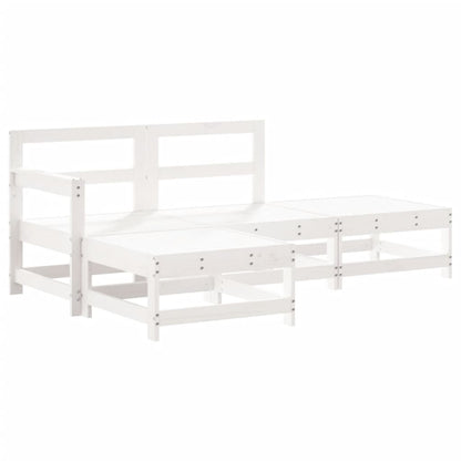 -Delige Loungeset Met Kussens Massief Hout Wit Wit grenenhout