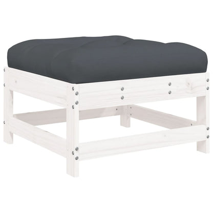 -Delige Loungeset Met Kussens Massief Hout Wit Wit grenenhout
