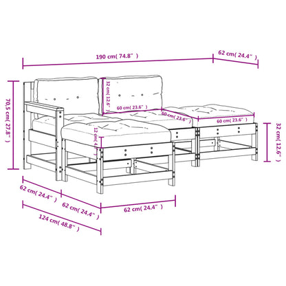 -Delige Loungeset Met Kussens Massief Hout Wit Wit grenenhout