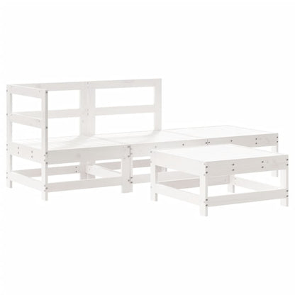 4-delige Loungeset met kussens massief hout wit