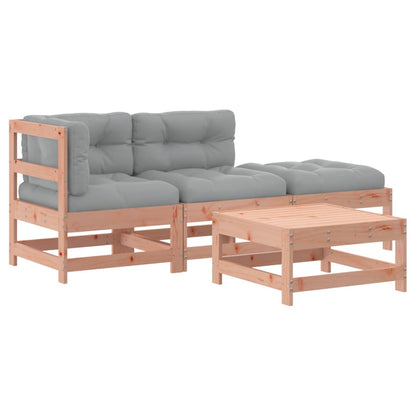 -Delige Loungeset Met Kussens Massief Douglashout Natuurlijk douglashout