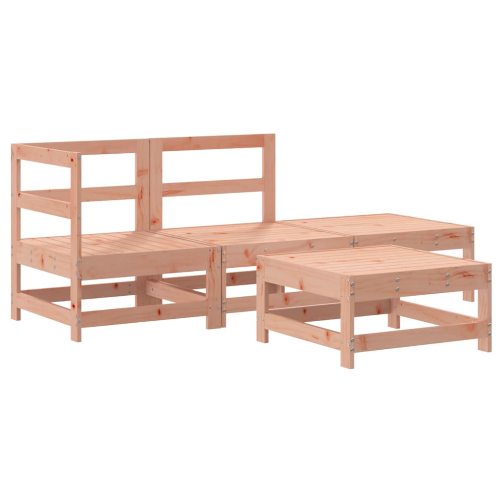 -Delige Loungeset Met Kussens Massief Douglashout Natuurlijk douglashout