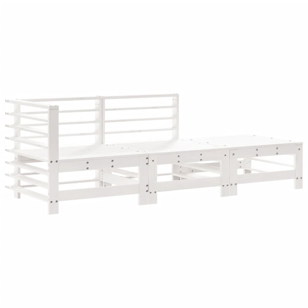 -Delige Loungeset Met Kussens Massief Hout Wit Wit grenenhout