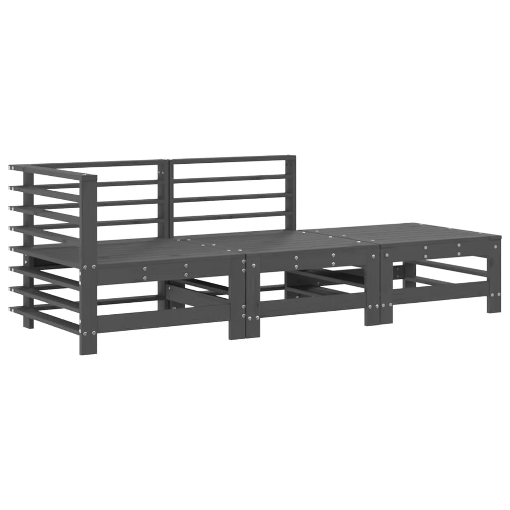 -Delige Loungeset Met Kussens Massief Hout Grijs Grijs grenenhout