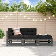 Loungeset 3-delig massief hout grijs