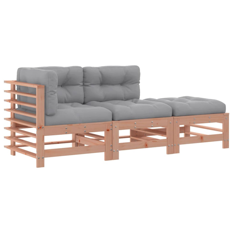 -Delige Loungeset Met Kussens Massief Douglashout Natuurlijk douglashout