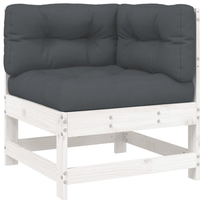 Loungeset Met Kussens Massief Hout Wit Wit grenenhout
