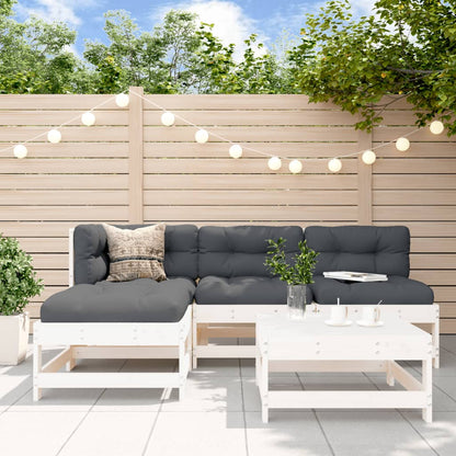 Loungeset Met Kussens Massief Hout Wit Wit grenenhout