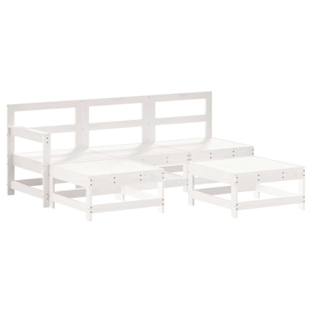 -Delige Loungeset Met Kussens Massief Hout Wit Wit grenenhout