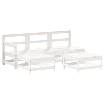 -Delige Loungeset Met Kussens Massief Hout Wit Wit grenenhout