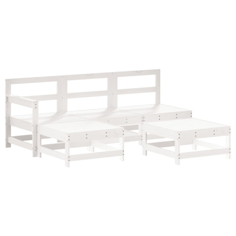 -Delige Loungeset Met Kussens Massief Hout Wit Wit grenenhout