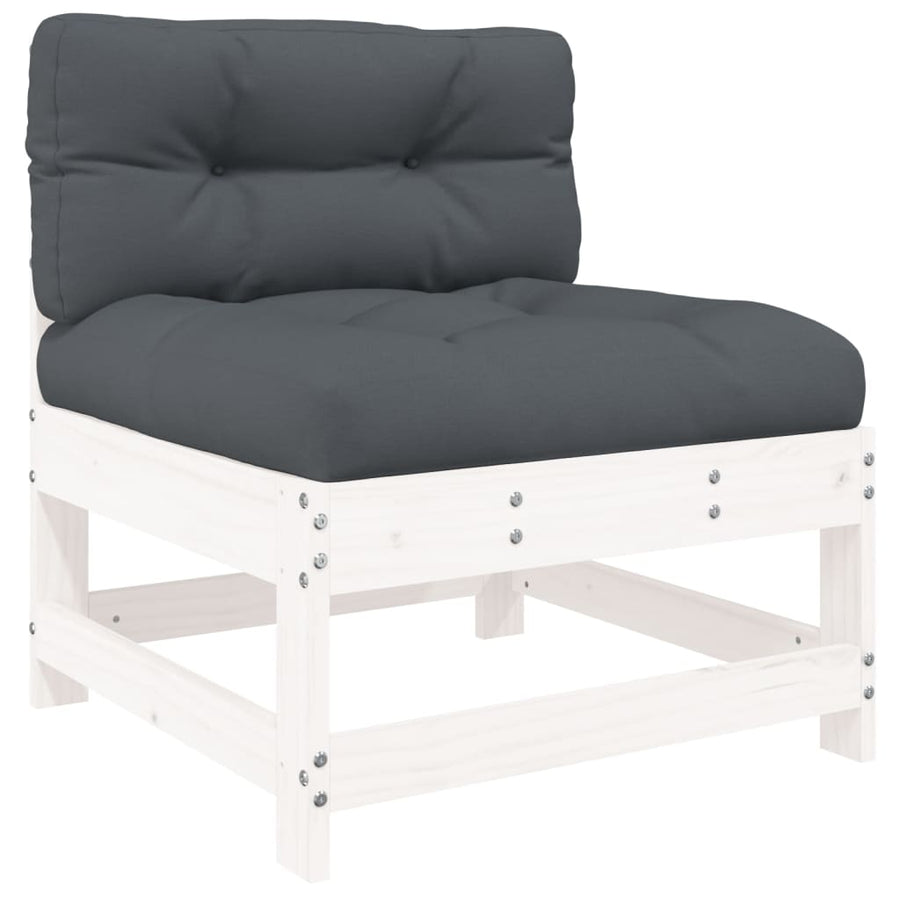 -Delige Loungeset Met Kussens Massief Hout Wit Wit grenenhout