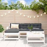 Loungeset 5-delig massief hout wit