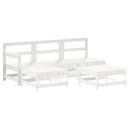 -Delige Loungeset Met Kussens Massief Hout Wit Wit grenenhout