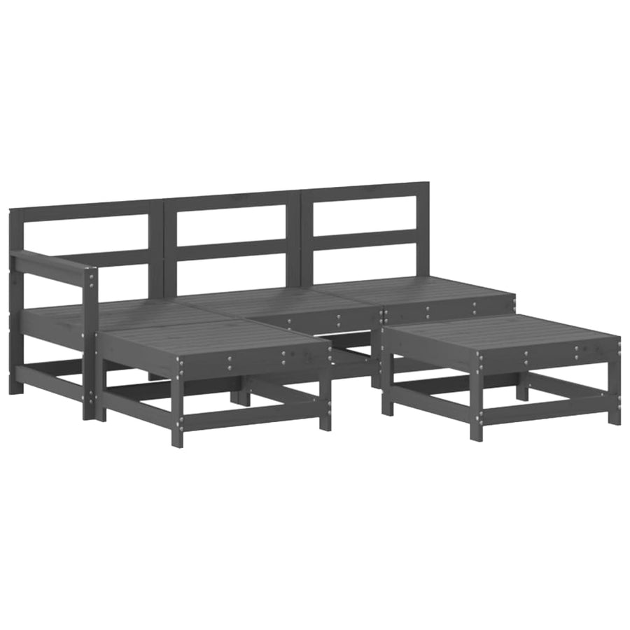 -Delige Loungeset Met Kussens Massief Hout Grijs Grijs grenenhout