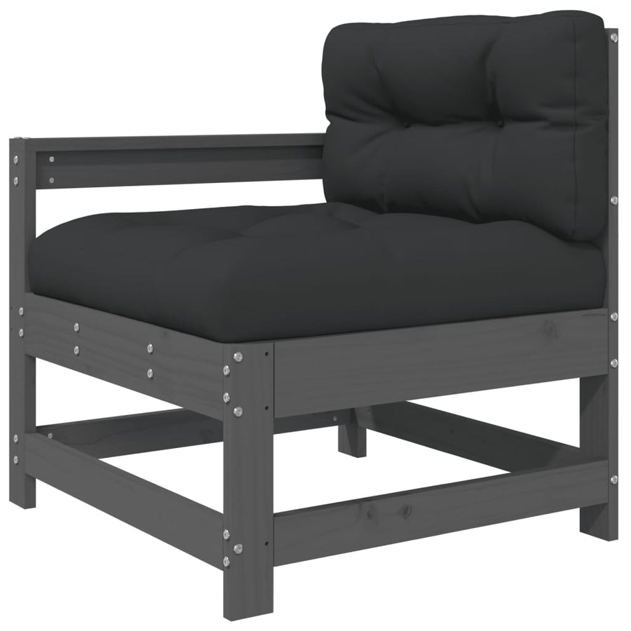-Delige Loungeset Met Kussens Massief Hout Grijs Grijs grenenhout