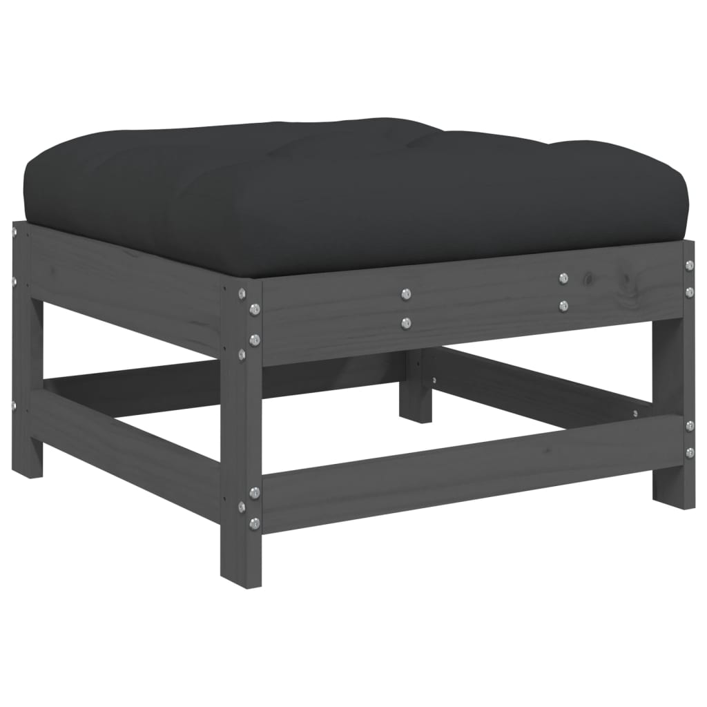 -Delige Loungeset Met Kussens Massief Hout Grijs Grijs grenenhout