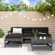 Loungeset 5-delig massief hout grijs