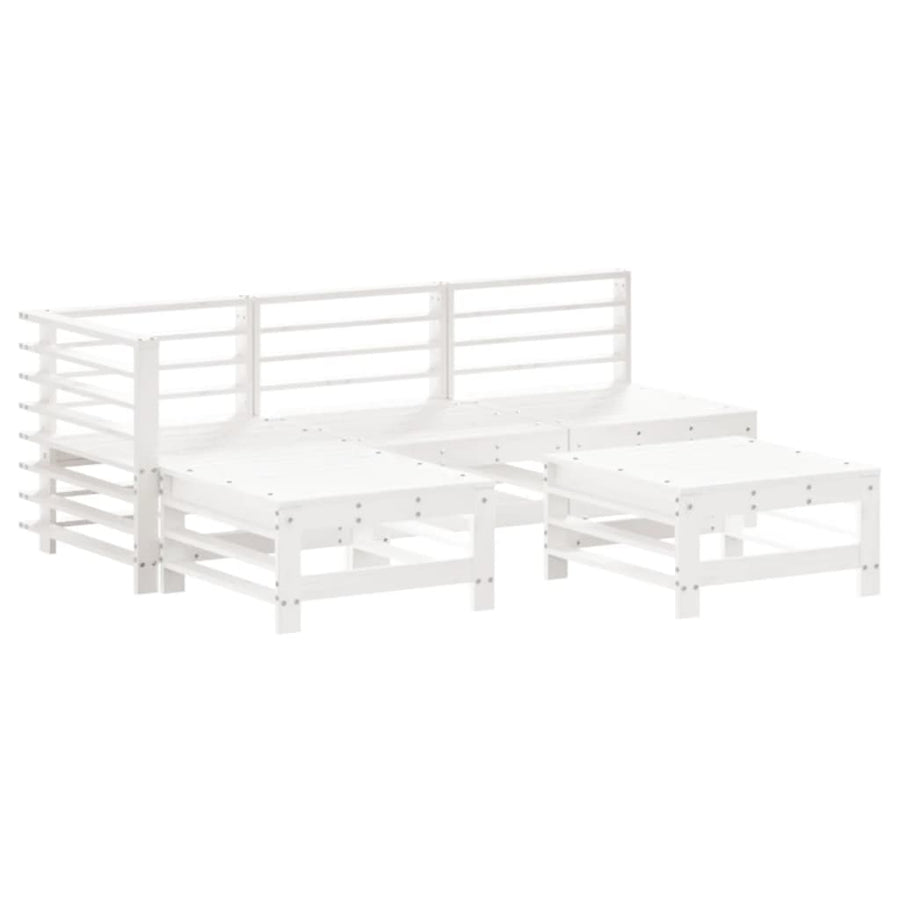 -Delige Loungeset Met Kussens Massief Hout Wit Wit grenenhout