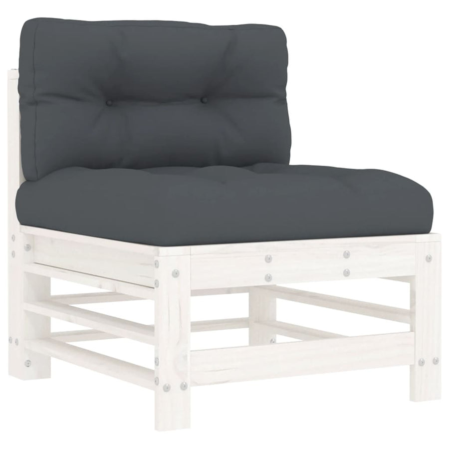 -Delige Loungeset Met Kussens Massief Hout Wit Wit grenenhout