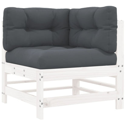 -Delige Loungeset Met Kussens Massief Hout Wit Wit grenenhout