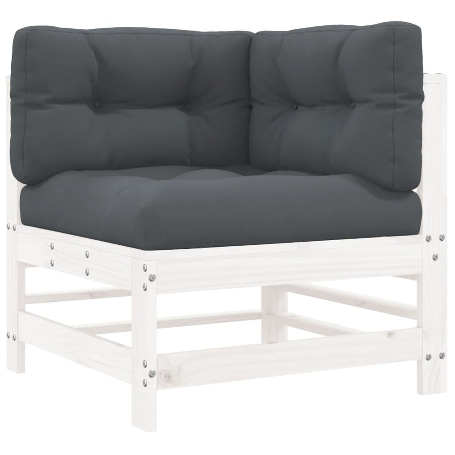 -Delige Loungeset Met Kussens Massief Hout Wit Wit grenenhout
