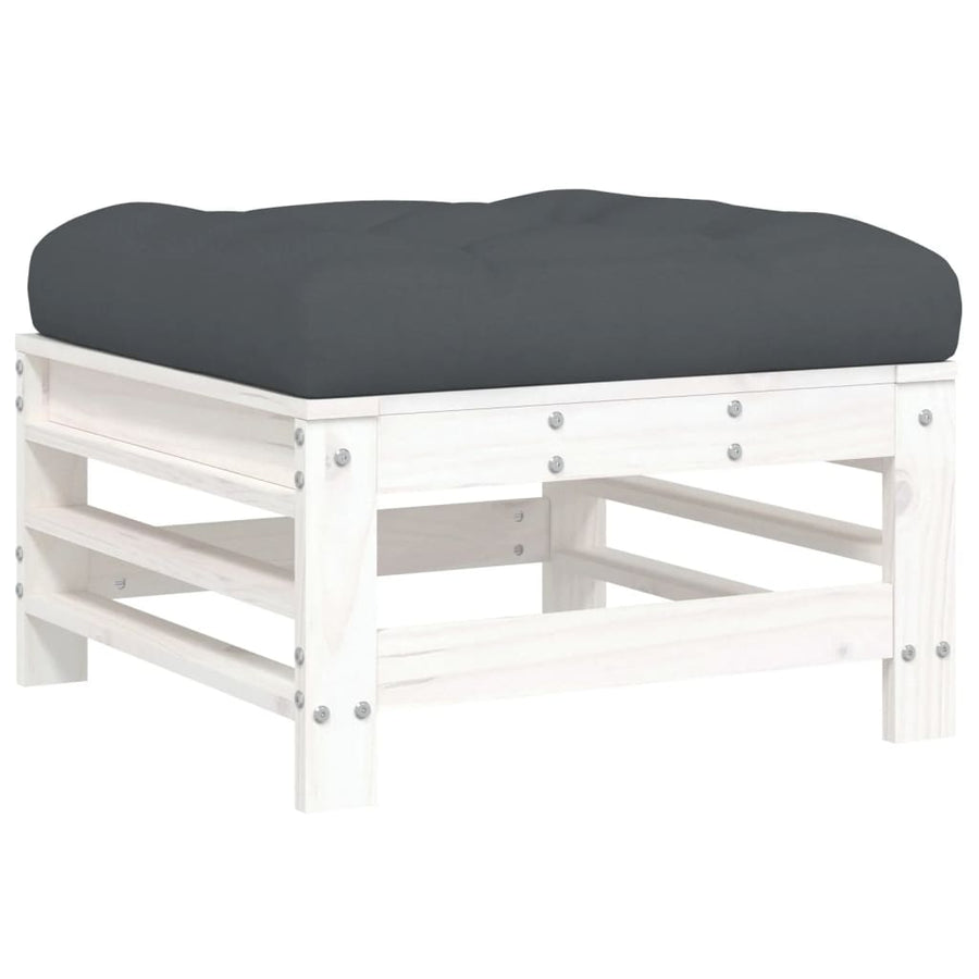 -Delige Loungeset Met Kussens Massief Hout Wit Wit grenenhout