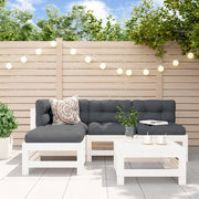 Loungeset 5-delig massief hout wit
