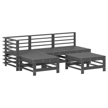 -Delige Loungeset Met Kussens Massief Hout Grijs Grijs grenenhout