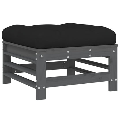 -Delige Loungeset Met Kussens Massief Hout Grijs Grijs grenenhout