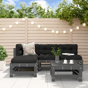 Loungeset 5-delig massief grenenhout grijs