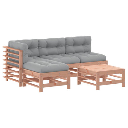 -Delige Loungeset Met Kussens Massief Douglashout Natuurlijk douglashout