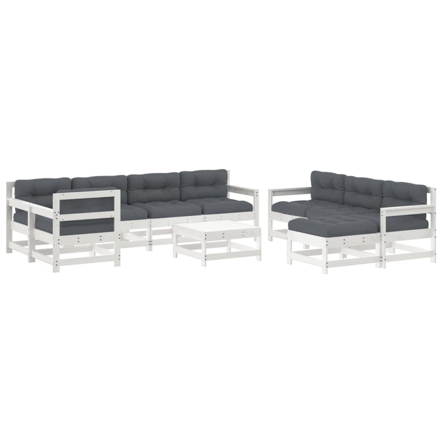 -Delige Loungeset Met Kussens Massief Hout Wit Wit grenenhout