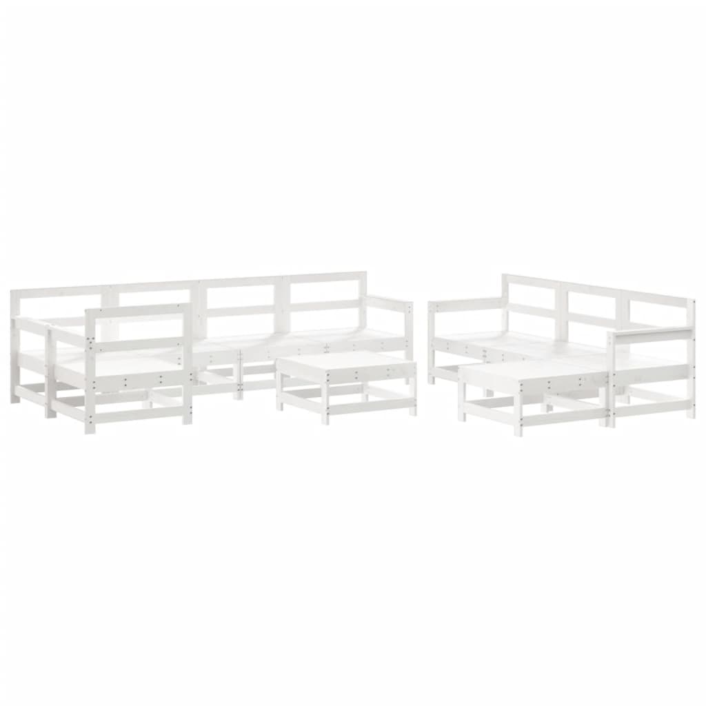 -Delige Loungeset Met Kussens Massief Hout Wit Wit grenenhout