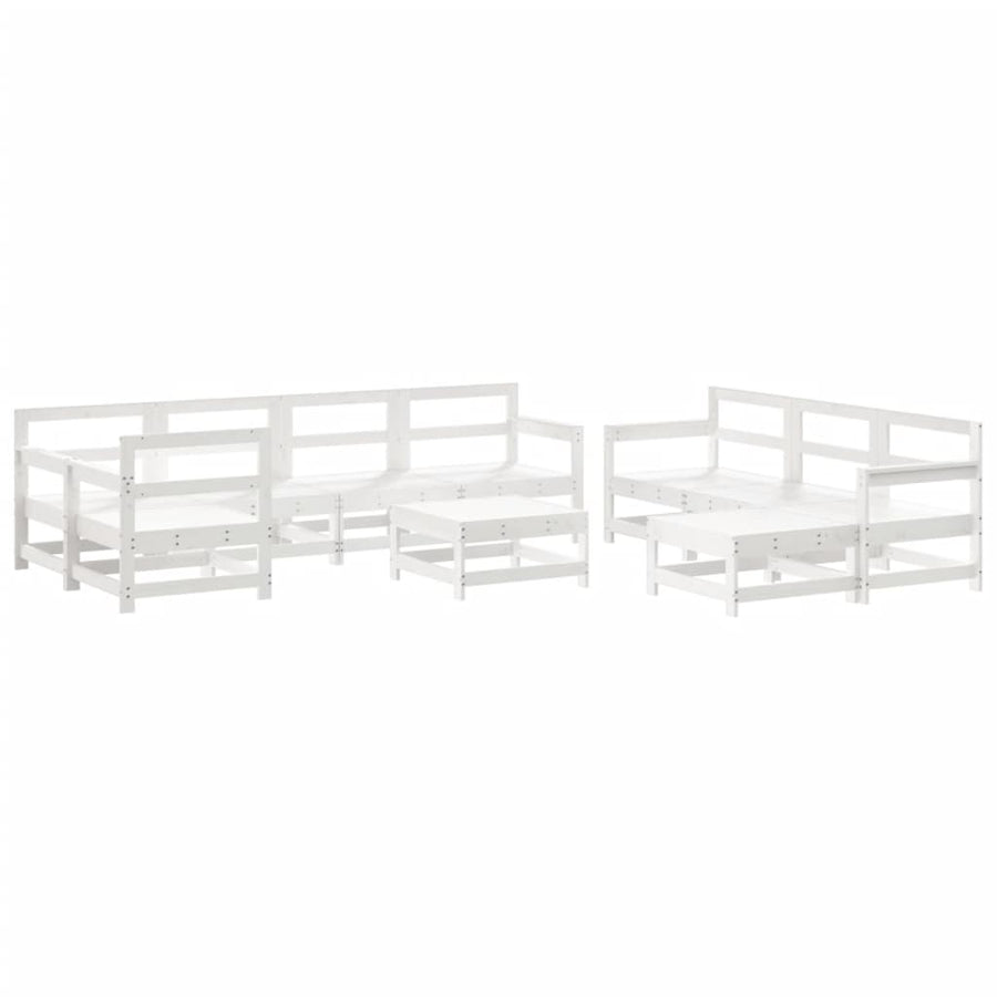 -Delige Loungeset Met Kussens Massief Hout Wit Wit grenenhout