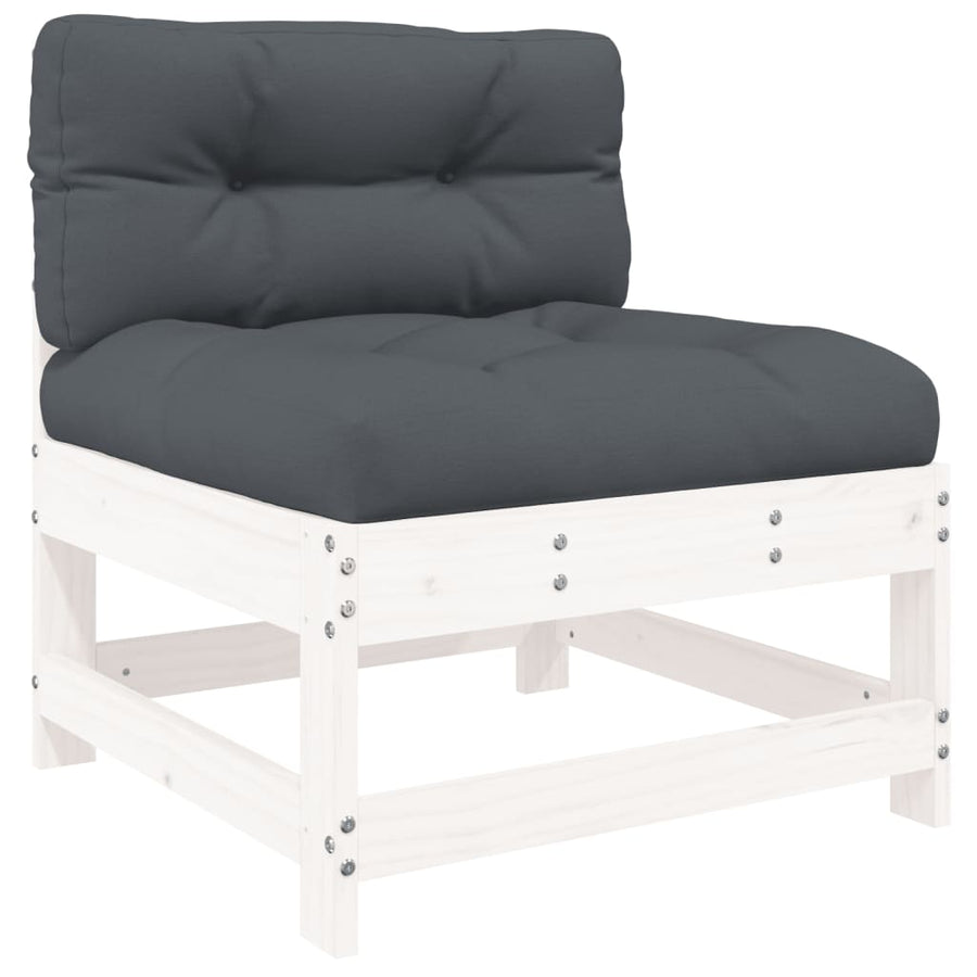 -Delige Loungeset Met Kussens Massief Hout Wit Wit grenenhout