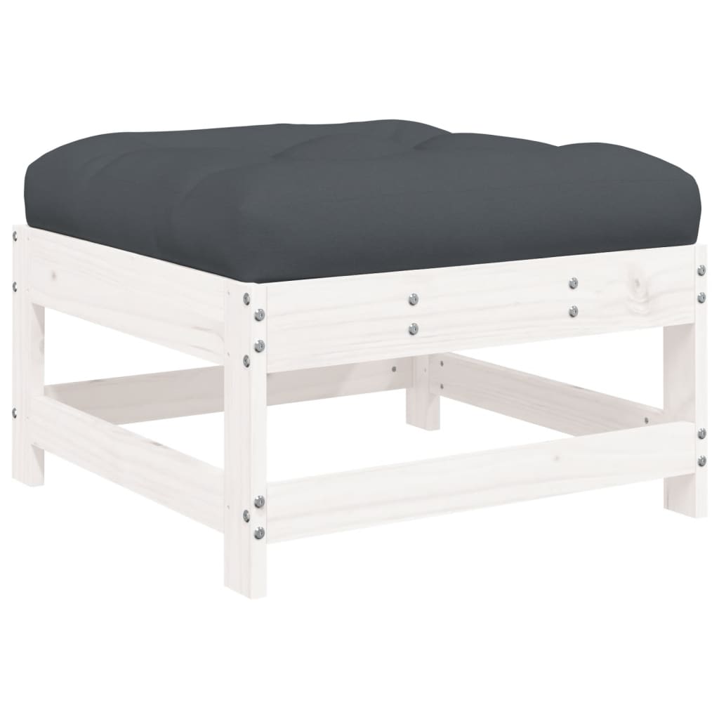 -Delige Loungeset Met Kussens Massief Hout Wit Wit grenenhout