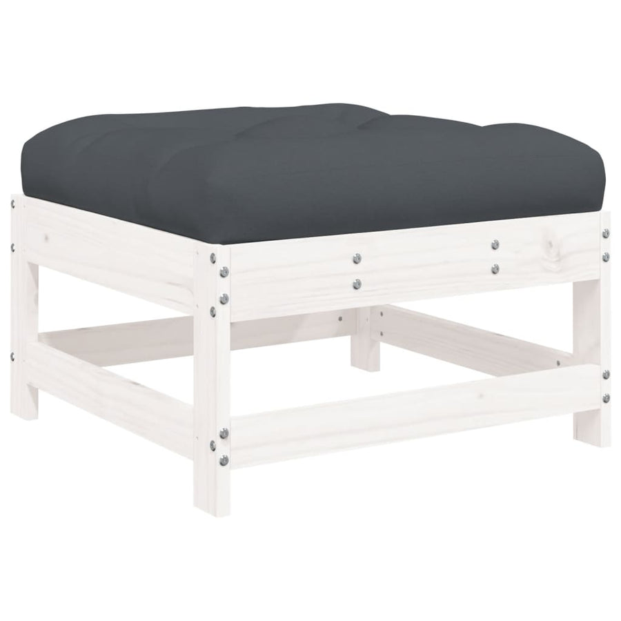 -Delige Loungeset Met Kussens Massief Hout Wit Wit grenenhout
