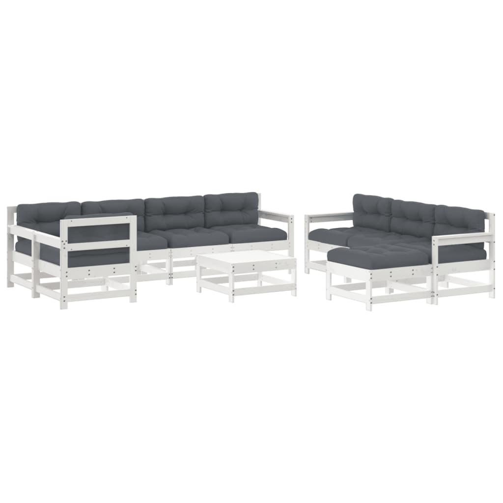 Loungeset Met Kussens Massief Hout Wit Wit grenenhout