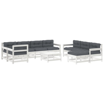 Loungeset Met Kussens Massief Hout Wit Wit grenenhout