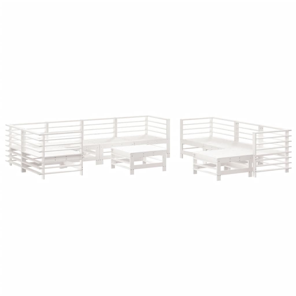 -Delige Loungeset Met Kussens Massief Hout Wit Wit grenenhout