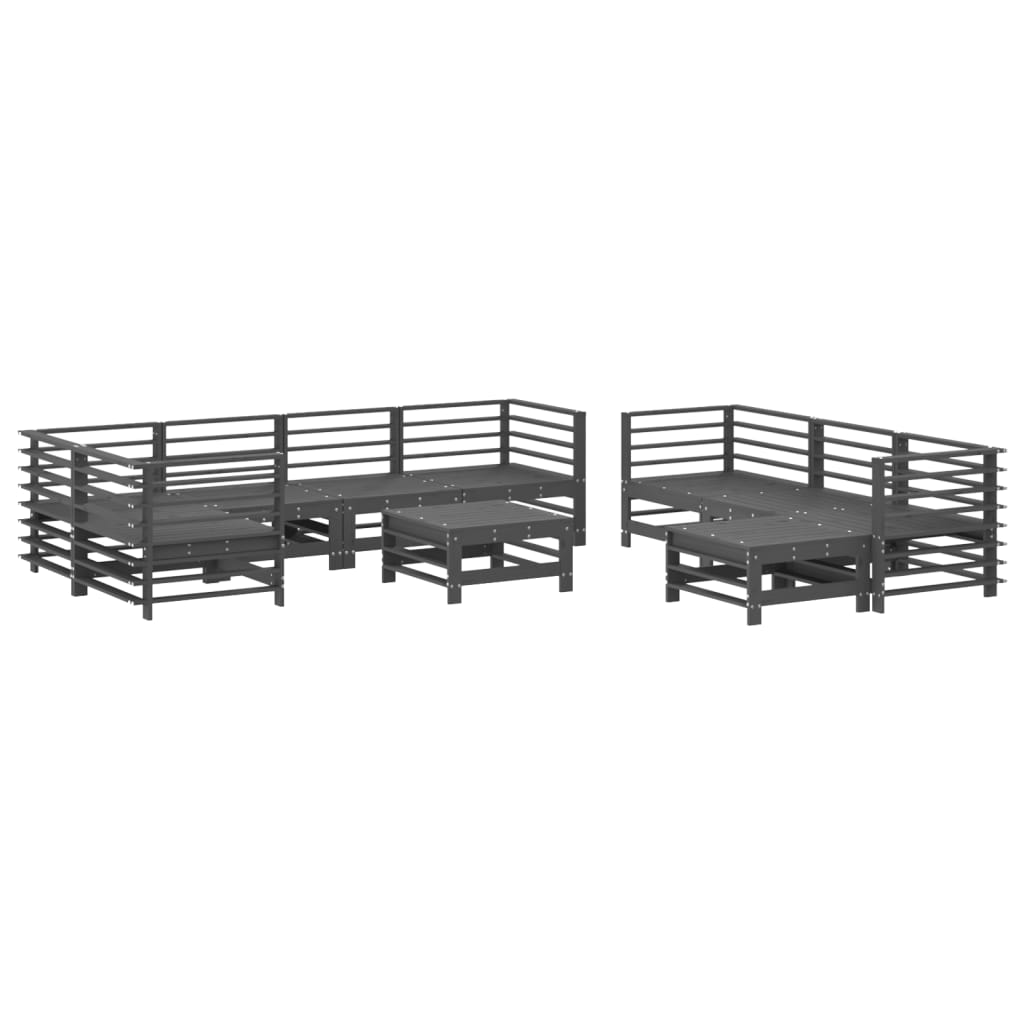 -Delige Loungeset Met Kussens Massief Hout Grijs Grijs grenenhout